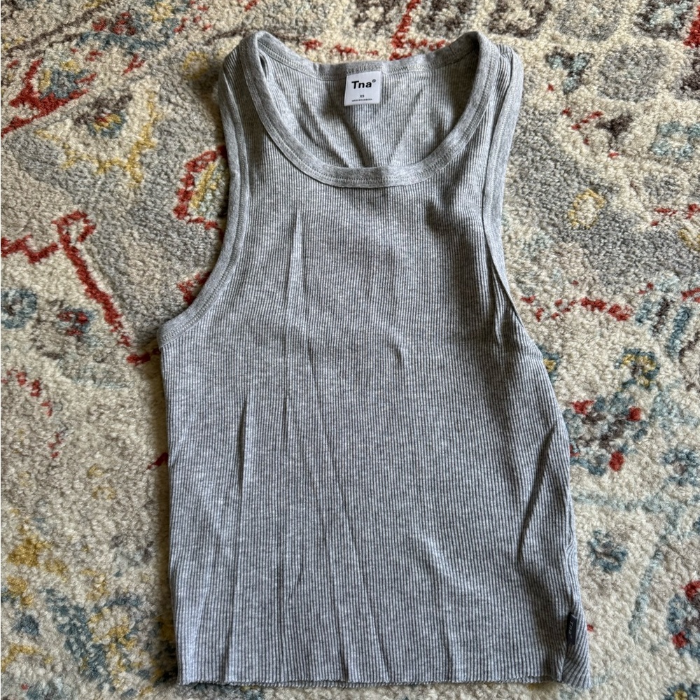 TNA Sleeveless Ribbed Tank in Light Heather Gray